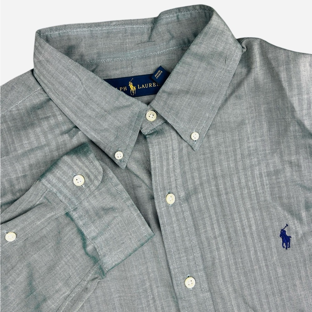 Ralph Lauren Button Down Shirt Mens XL Long Sleeve Lightweight Green 100% Cotton